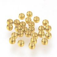 316 Surgical Stainless Steel Crimp Beads, Rondelle, Real 24K Gold Plated, 2x1.5mm, Hole: 1mm(X-STAS-F117-03G)