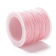 Braided Nylon Thread, DIY Material for Jewelry Making, Pink, 0.8mm, 100yards/roll(X-NWIR-K013-A14)