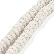 Natural Lava Rock Dyed Beads Strands, Rondelle, White, 6x3mm, Hole: 1.2mm, about 58pcs/strand, 7.87 inch(20cm)(G-L586-B01-14)