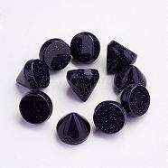 Synthetic Blue Goldstone Cabochons, Cone, 10~11x10~11mm(G-P287-B02)