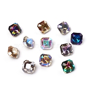 Glass Rhinestone Cabochons, Pointed Back, Faceted, Square, Mixed Color, 8x8x5.1mm(RGLA-I002-C02-A)