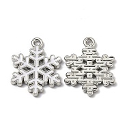 Alloy Enamel Pendants, for Christmas, Snowflake, White, Platinum, 20.5x16x1.7mm, Hole: 1.5mm(X-ENAM-Z001-10P)