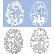2Pcs 2 Styles Happy Easter Carbon Steel Cutting Dies Stencils, for DIY Scrapbooking, Photo Album, Decorative Embossing Paper Card, Stainless Steel Color, Eastar Egg & Rabbit, Easter Theme Pattern, 14.2~14.7x10.9~11x0.08cm, 1pc/style(DIY-WH0309-719)