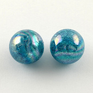 AB Color Transparent Crackle Round Acrylic Beads, Dark Cyan, 20mm, Hole: 2.5mm, about 108pcs/500g(CACR-S006-04)