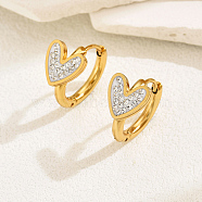 Fashionable Heart-shaped Earrings with Water Drill for Women, Real 18K Gold Plated, 16x10mm(NH7880)