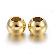 201 Stainless Steel Beads, with Rubber Inside, Slider Beads, Stopper Beads, Rondelle, Real 24K Gold Plated, 8x6mm, Hole: 1.2mm(STAS-O110-13G-B)