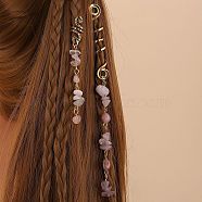 Alloy Dreadlocks Beads, Rose Quartz Braiding Hair Pendants Decoration Clips, 85~140x10mm, 2pcs/set(OHAR-PW0003--196D)