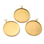 Ion Plating(IP) 304 Stainless Steel Pendant Cabochon Settings, Plain Edge Bezel Cups, Flat Round, Golden, Tray: 25.5mm, 31.5x27x1.5mm, Hole: 3.5x2.3mm(STAS-I069-37G-25MM)