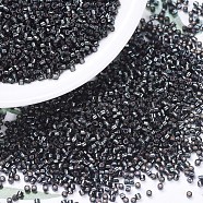 MIYUKI Delica Beads, Cylinder, Japanese Seed Beads, 11/0, (DB0606) Dyed Silver Lined Dark Olive, 1.3x1.6mm, Hole: 0.8mm, about 10000pcs/bag, 50g/bag(SEED-X0054-DB0606)