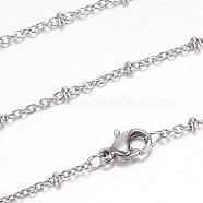 304 Stainless Steel Cable Chain Necklaces, with Lobster Claw Clasps, Stainless Steel Color, 19.4 inch(49.5cm), 1.5~2.3mm(STAS-G083-68P)