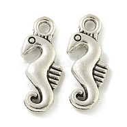 Tibetan Style Alloy Pendants, Cadmium Free & Lead Free, Antique Silver, Sea Horse, 16.5x7x2.5mm, Hole: 1.6mm(FIND-U015-48AS)