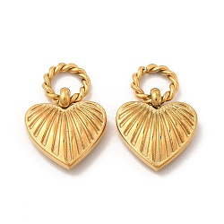 Ion Plating(IP) 304 Stainless Steel Pendants, with Ring, Heart Charm, Real 14K Gold Plated, 15x11x3mm, Hole: 4mm(X-STAS-C070-29G)
