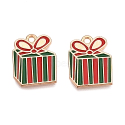 Christmas Theme Alloy Enamel Pendants, Light Gold, Lead Free & Cadmium Free, Box, 19x15x1mm, Hole: 1.8mm(ENAM-T020-33C)