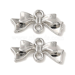 Rack Plating Alloy Pendants, Cadmium Free & Nickel Free & Lead Free, Bowknot, Platinum, 10x19.5x3mm, Hole: 1.6mm(PALLOY-P304-09P)