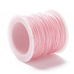 Braided Nylon Thread, DIY Material for Jewelry Making, Pink, 0.8mm, 100yards/roll(X-NWIR-K013-A14)