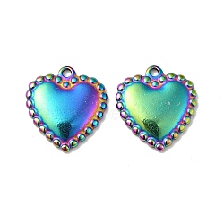 304 Stainless Steel Pendants, Heart, Rainbow Color, 19x18x3mm, Hole: 1.8mm(STAS-L224-058M)