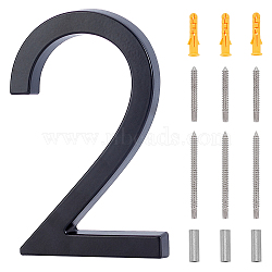Zinc Alloy House Number, with Iron Screw, Plastic Accessories, Wall Decorations, Num.2, 145x88x12.5mm(FIND-WH0064-99-2)
