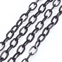 304 Stainless Steel Cable Chains, Unwelded, with Spool, Flat Oval, Electrophoresis Black, 7x4x0.8mm, about 32.8 Feet(10m)/roll(CHS-H007-32B)