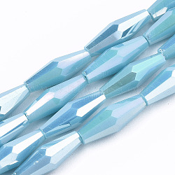 Electroplate Glass Beads Strands, AB Color Plated, Faceted Bicone, Light Sky Blue, 12x4mm, Hole: 0.8mm, about 59~60pcs/strand, 27.56 inch(70cm)(X-EGLA-S194-03A-A06)