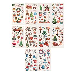Cartoon Body Art Tattoos, Temporary Tattoos Paper Stickers, Christmas Theme, Mixed Color, 12x6.8x0.025cm, Stickers: 2~31x2~61mm, 10sheets/set(MRMJ-F013-03)