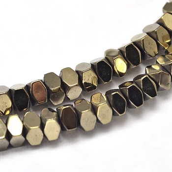 Electroplate Non-magnetic Synthetic Hematite Beads Strands, Faceted Square, Smooth, Antique Bronze Plated, 3x3x2mm, Hole: 1mm, about 200pcs/strand, 16 inch