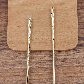 Alloy Hair Stick Findings, Bar, Light Gold, 170x3.5~6mm