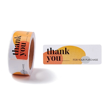 Rectangle Thank You Theme Paper Stickers, Self Adhesive Roll Sticker Labels, for Envelopes, Bubble Mailers and Bags, Colorful, 7.4x2.5x0.01cm, 120pcs/roll