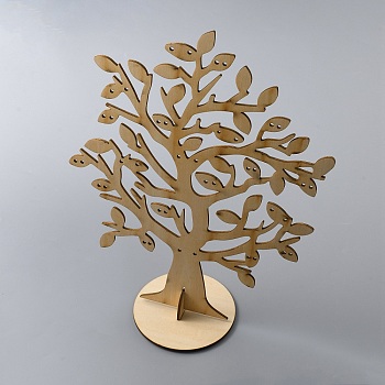 Wooden Earring Display Tree Stands, Jewelry Organizer Holder for Earrings Storage, Tree of Life, PapayaWhip, Finish Product: 9.95x22.5x30cm