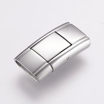 Tarnish Resistant 304 Stainless Steel Bayonet Clasps, Rectangle, Stainless Steel Color, 24x12.5x5.5mm, Hole: 3x11mm