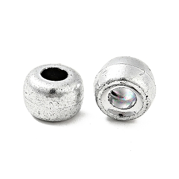 Plated Acrylic European Beads, Barrel, Silver, 8x6mm, Hole: 4mm, about 119000pcs/25000g
