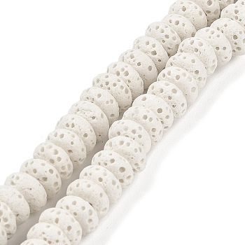 Natural Lava Rock Dyed Beads Strands, Rondelle, White, 6x3mm, Hole: 1.2mm, about 58pcs/strand, 7.87 inch(20cm)