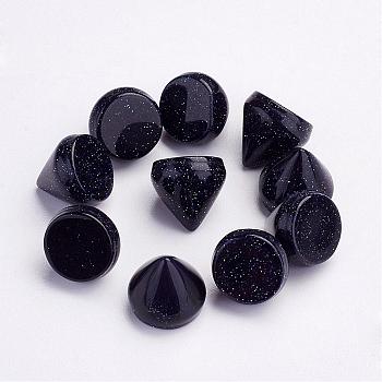 Synthetic Blue Goldstone Cabochons, Cone, 10~11x10~11mm