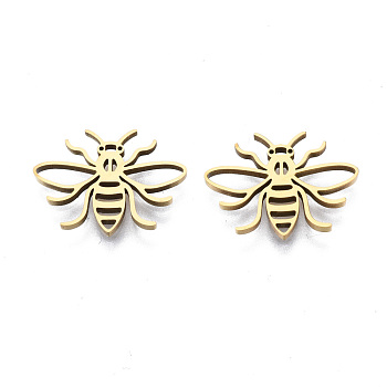 Ion Plating(IP) 201 Stainless Steel Pendants, Laser Cut, Bees, Golden, 13x17x1.5mm, Hole: 1.4mm