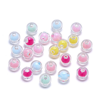 Transparent Acrylic Beads, Bead in Bead, Round, Mixed Color, 8x7.5mm, Hole: 2mm, about 100pcs/bag