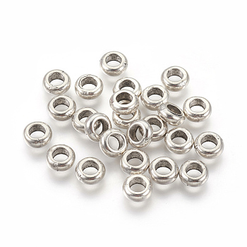 Alloy Spacers Beads, Rondelle, Lead Free and Cadmium Free, Antique Silver, 7mm diameter, 3mm thick, hole: 4mm