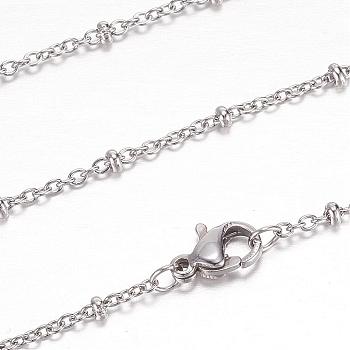 304 Stainless Steel Cable Chain Necklaces, with Lobster Claw Clasps, Stainless Steel Color, 19.4 inch(49.5cm), 1.5~2.3mm