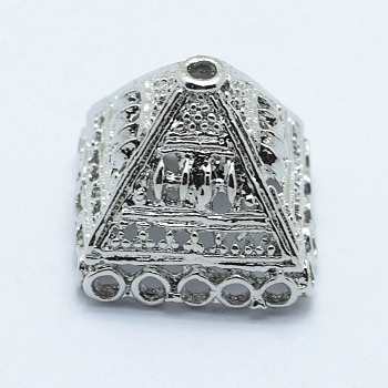 Alloy Bead Cone, Long-Lasting Plated, Platinum, 20.5x20.5x17mm, Hole: 2mm