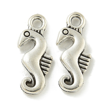 Tibetan Style Alloy Pendants, Cadmium Free & Lead Free, Antique Silver, Sea Horse, 16.5x7x2.5mm, Hole: 1.6mm