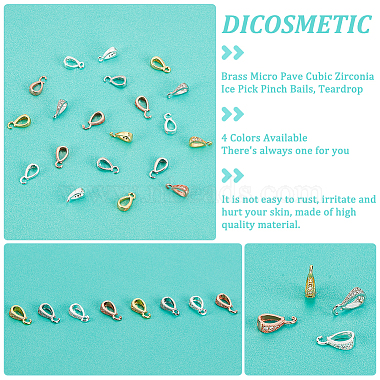 20Pcs 4 Colors Brass Micro Pave Cubic Zirconia Ice Pick Pinch Bails(ZIRC-DC0001-05)-4