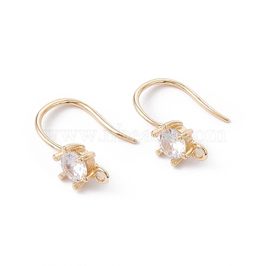 Real 14K Gold Plated Clear Brass+Cubic Zirconia Earring Hooks
