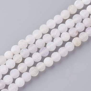 8mm FloralWhite Round Fire Agate Beads