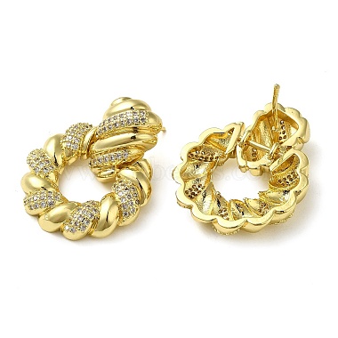 Boucles d'oreilles pendantes avec anneau torsadé en zircone cubique transparente(EJEW-G373-03G)-2