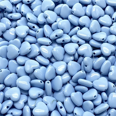 9mm Cornflower Blue Heart Acrylic Beads