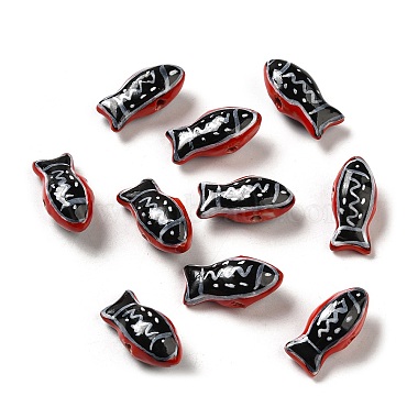 Black Fish Porcelain Beads