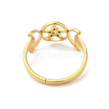 Ion Plating(IP) 304 Stainless Steel Triple Moon Goddess Adjustable Ring(RJEW-L107-025G)-3