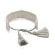 Word Love Is All Polycotton(Polyester Cotton) Braided Bracelet with Tassel Charm(BJEW-F429-05)-3