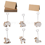 Kissitty Horse Wood Name Card Holder, Photo Memo Holders, with Star Iron Clip, for Wedding, Birthday Party Table Number Sign, Kraft Paper Table Plate, Old Lace, Holders: 90~120x50~58x18mm, Hole: 2mm, 1pcs/style(ODIS-KS0001-03)