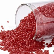 TOHO Round Seed Beads, Japanese Seed Beads, (5BF) Transparent Frost Siam Ruby, 15/0, 1.5mm, Hole: 0.7mm, about 15000pcs/50g(SEED-XTR15-0005BF)