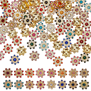 WADORN 160Pcs 16 Style Flower Glass Rhinestone Ornament Accessories, with Golden ABS Plastic Base, Mixed Color, 15x14~15x5mm, 10pcs/style(DIY-WR0002-73)