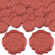 50Pcs Adhesive Wax Seal Stickers, Envelope Seal Decoration, For Craft Scrapbook DIY Gift, Dark Red, Word, 30mm(DIY-CP0010-53A)